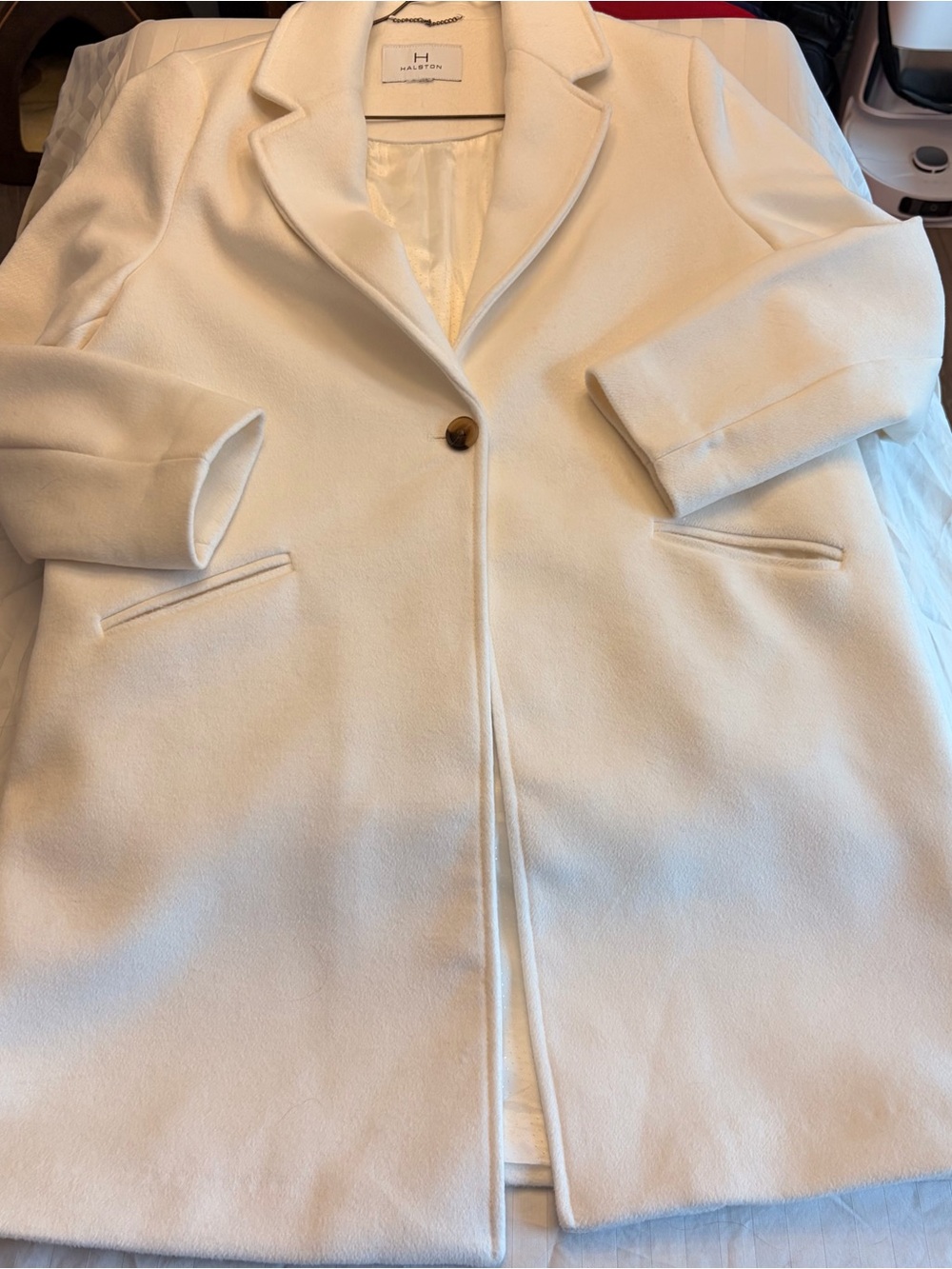 Halston Heritage Cream Single-Button Trench Coat